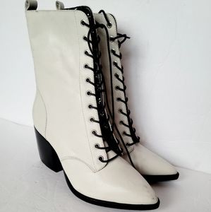 SCHUTZ  LACE-UPHEELED BOOT  LEATHER